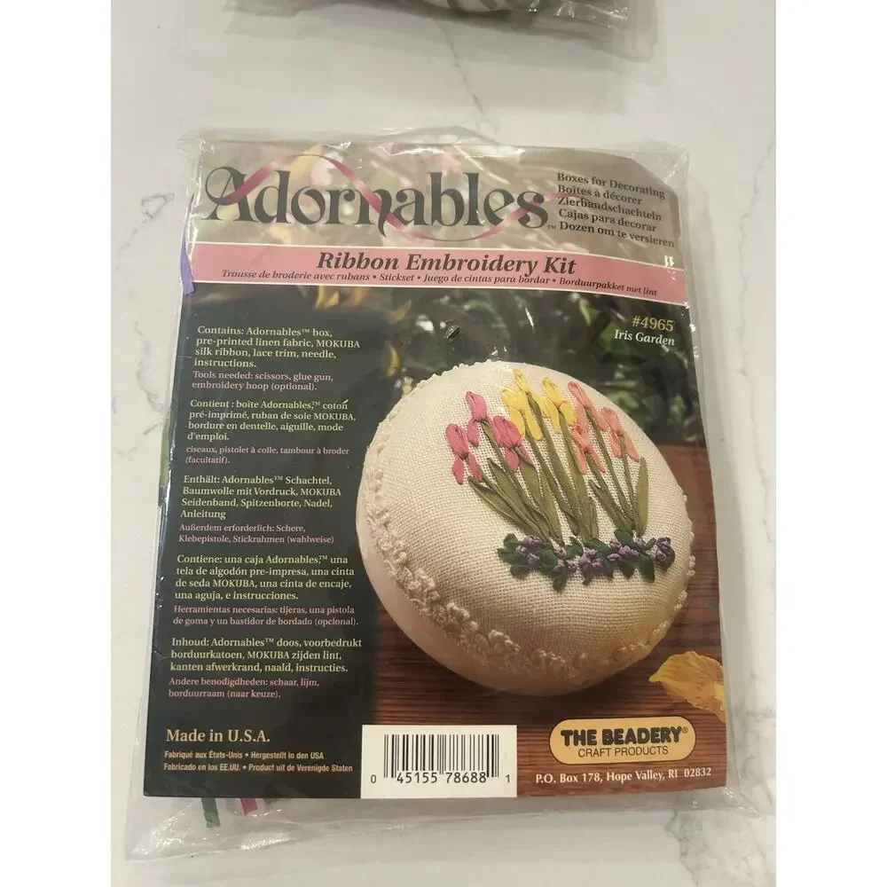 Vtg The‎ Beadery Adorables Iris Garden Silk Ribbon Embroidery Ring Box #4965 NEW